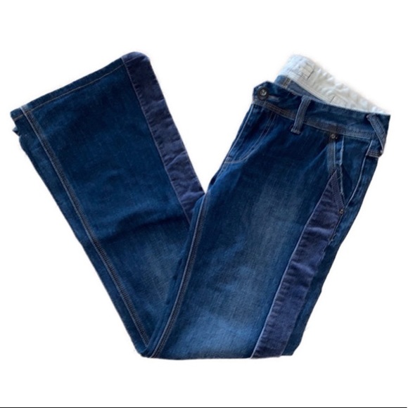 Free People Denim - Free People Womens 26 Bootcut Jeans Denim Corduroy Buckle Belt